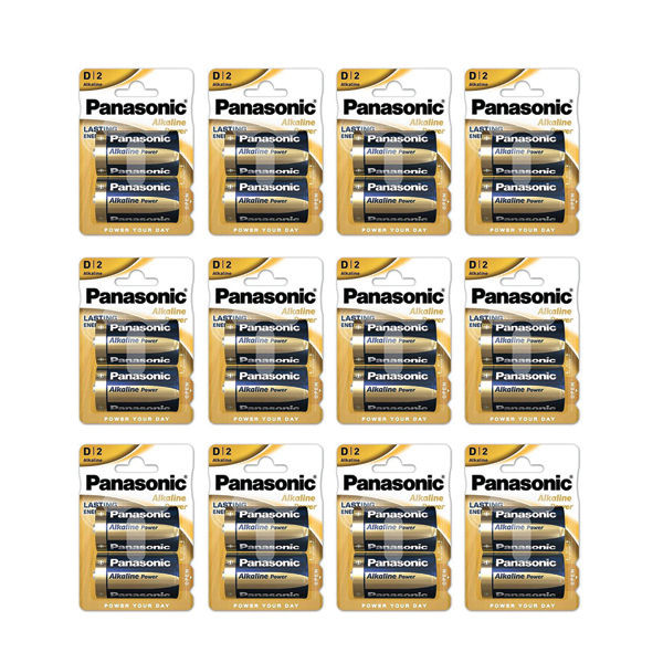 Panasonic Alkaline D 2 Pack Batteries x 1 Box of 12 Packs (LR20APB/2BP/12)