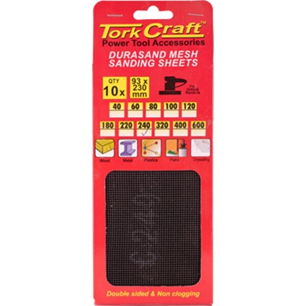 Durasand Mesh Sanding Sheet 240Grit 93x230mm 10 Piece - 4 Pack
