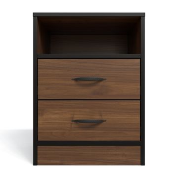 Price Cut - Foundation Two Drawer Bedside Table - Brown Walnut