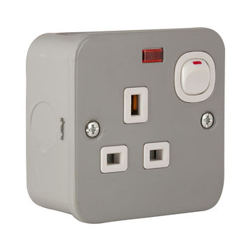 Eurolux - Switch Socket - Single - 13a - Steel - Grey - 6 Pack