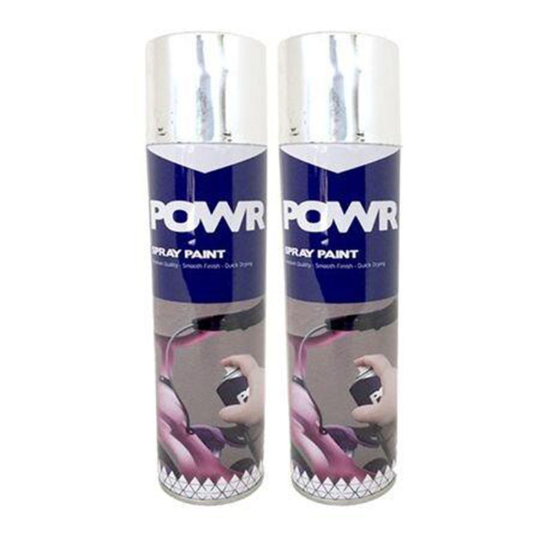 POWR Spray Paint Metal Mirror Chrome 300ml ( 2 Pack )
