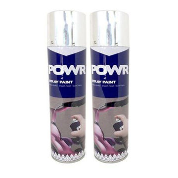POWR Spray Paint Metal Mirror Chrome 300ml ( 2 Pack )