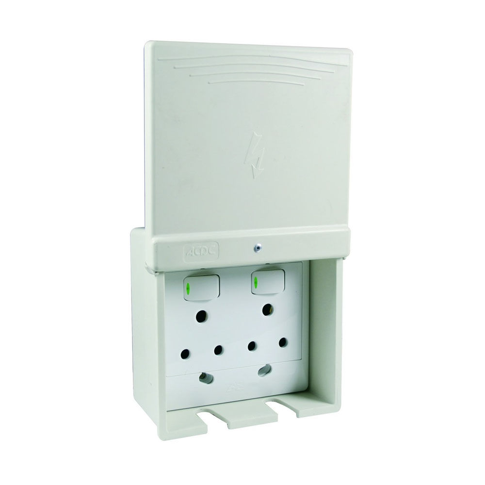 ACDC - W/P Surface 16A Double Socket Outlet Dmc Ral7032