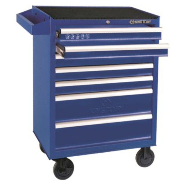 King Tony Tool Trolley Blue 7 Draw Ball Bearing Slides LEROY MERLIN