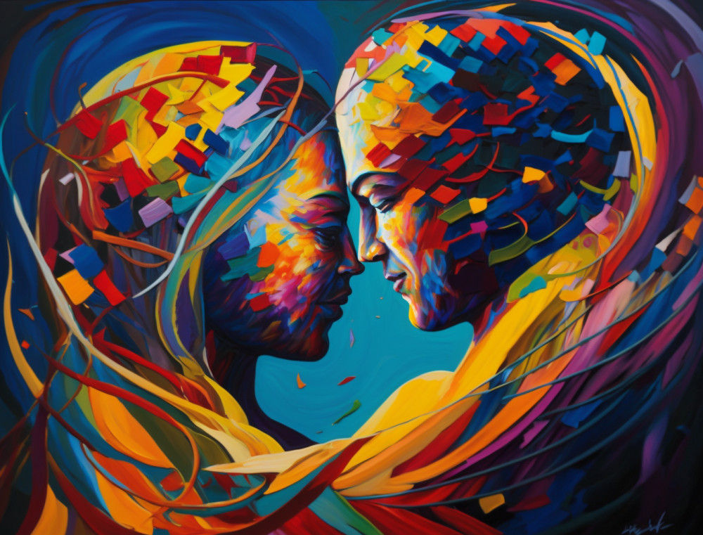 Canvas Wall Art - Canvas Wall Art: Soulmates; Two Figure Intertwined  - B1334 - [120 x 80 cm]