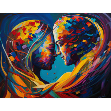 Canvas Wall Art - Canvas Wall Art: Soulmates; Two Figure Intertwined  - B1334 - [120 x 80 cm]