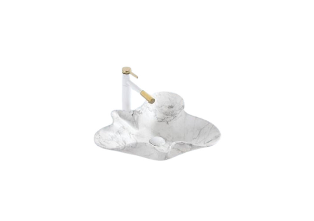 Counter top Ceramic Basin / table top - Bat White&Grey Marble