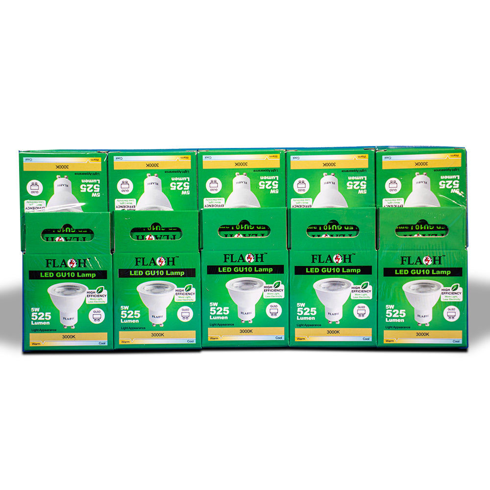 FLASH High-Efficiency 5W LED GU10 Lamp 38D (10 Pack) 3000K