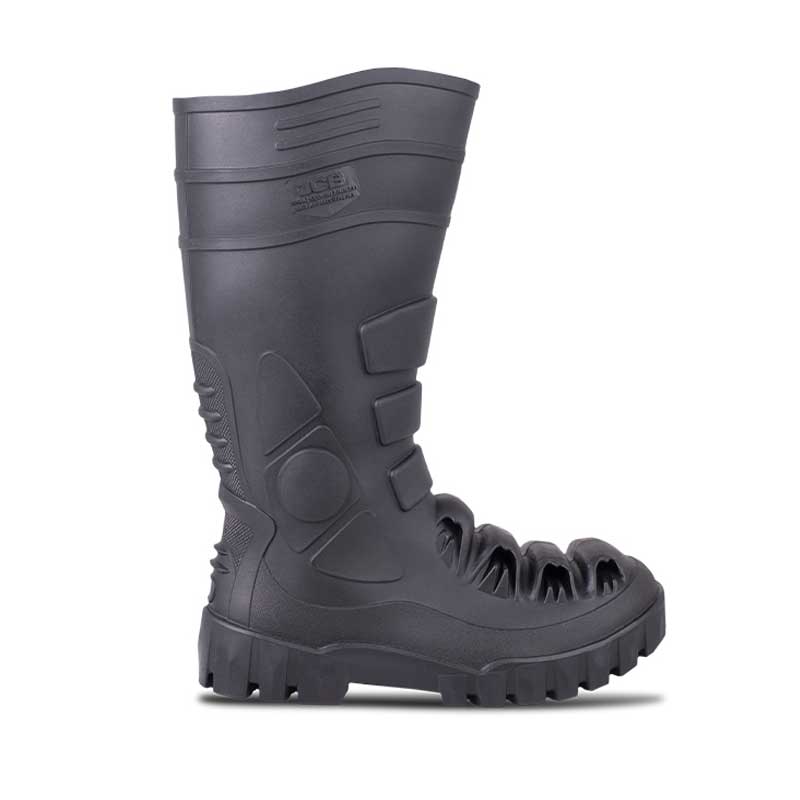 JCB Warrior Steel Toe Safety Gumboot Black PVC ( UK Size 8 )
