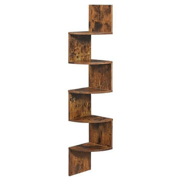 5-Tier Rustic Floating Wall Shelves - Display Organizer for Plants & Books