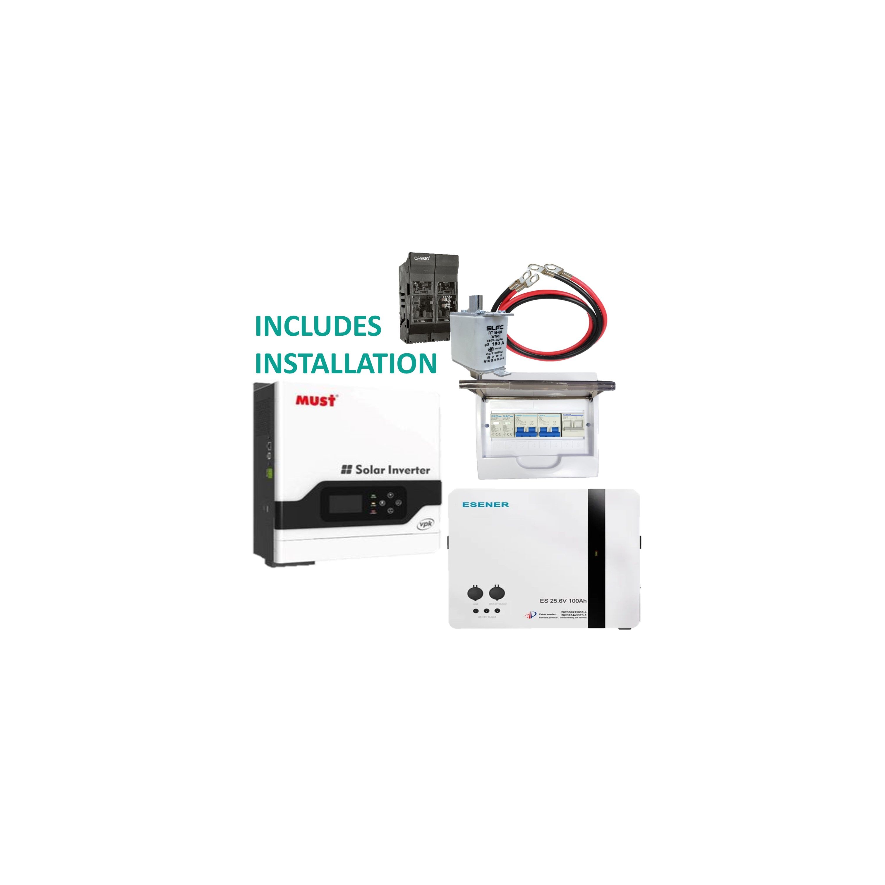 3Kw Back-up system with 2,5KW Lithium-ion battery, accessories and installation