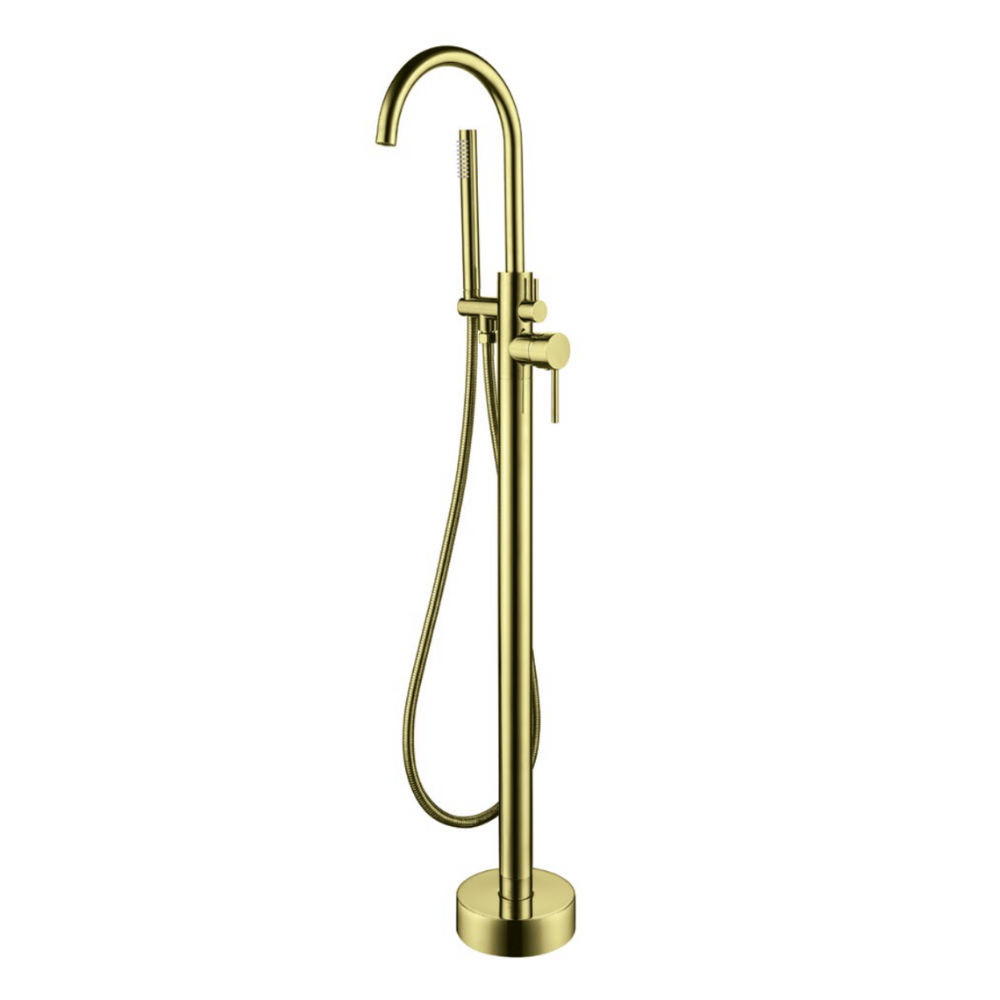 BRUSHED BRASS FREE STANDING BATH MIXER