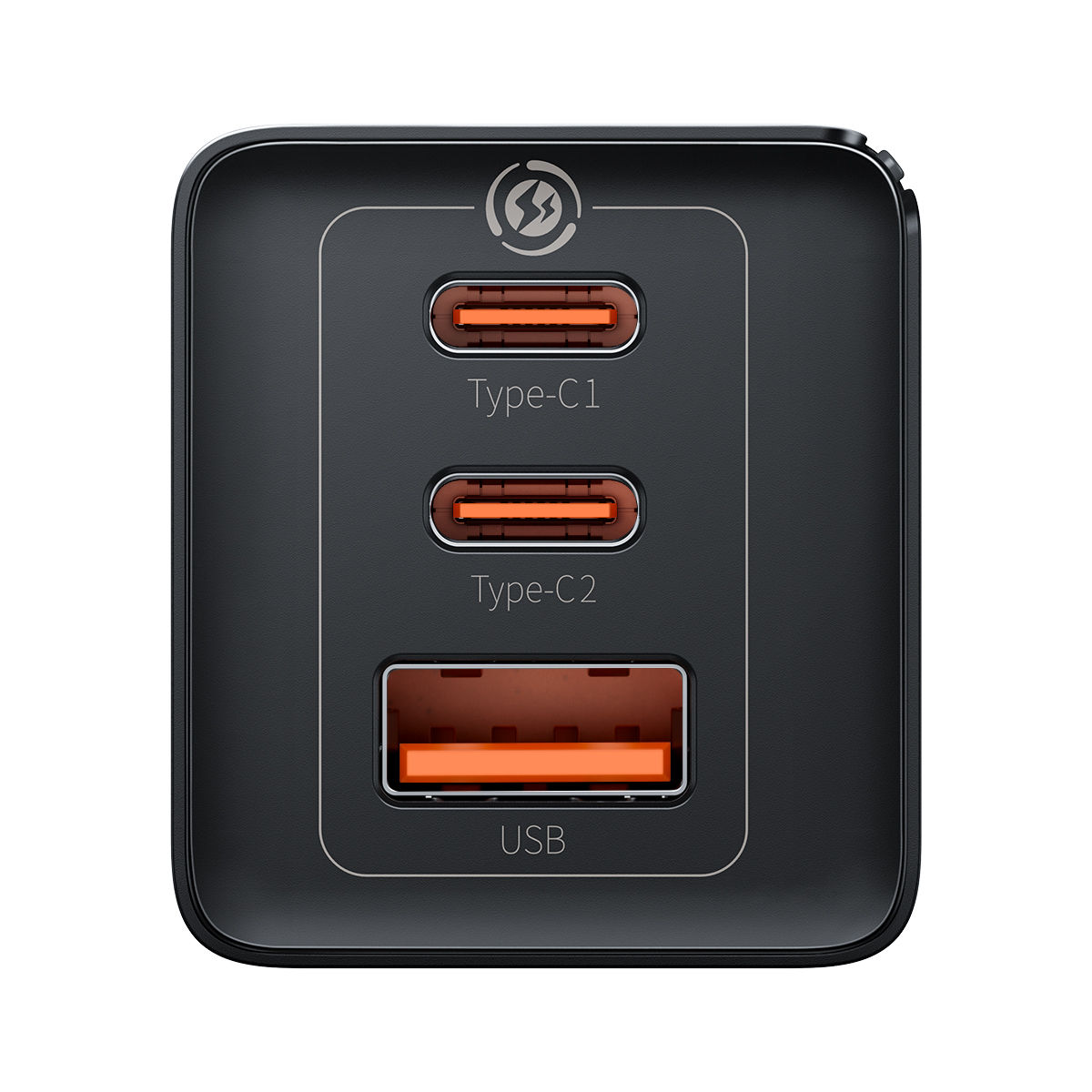 Baseus GaN5 Pro 65W Fast Charger with 3 Ports, 2 Type C + USB-A EU - Black