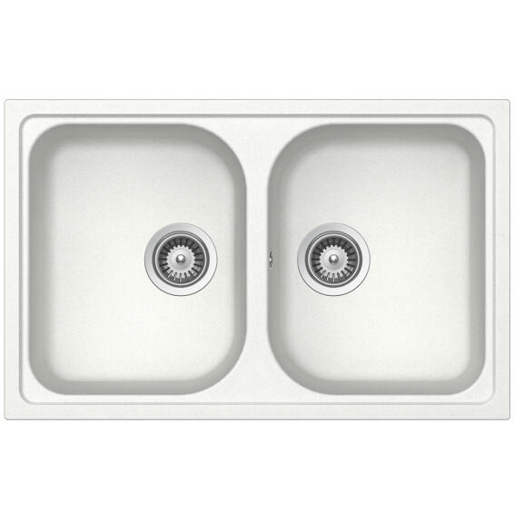 Frasa Kitchen Sink Momento Double Bowl Quartz Resin Composite White L79Cm X W50Cm