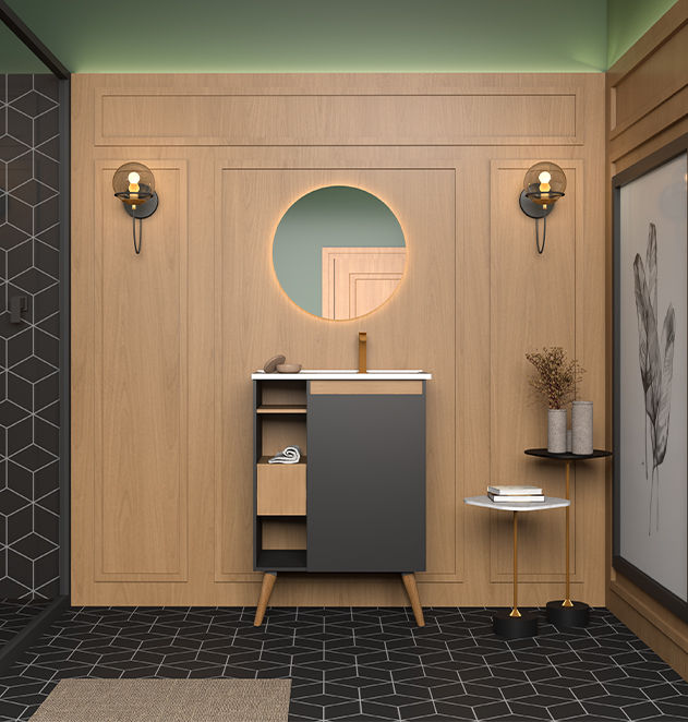 Lotus Bathroom Vanity Freestanding -60cm-Black