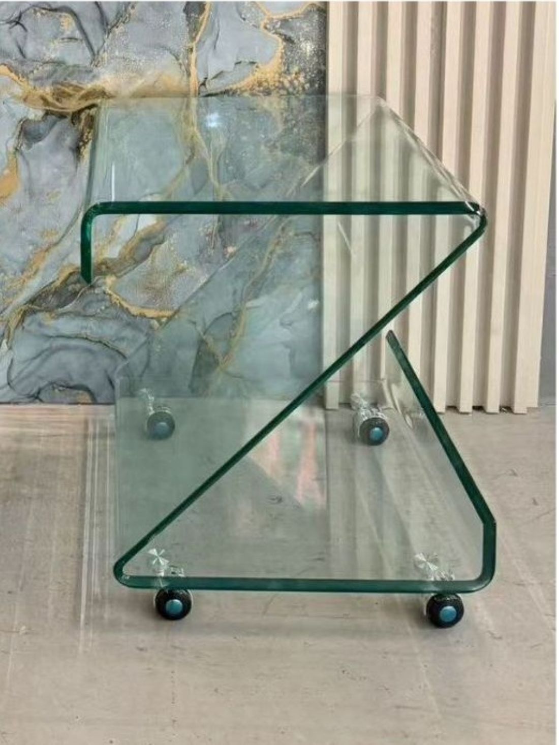 Z-Shaped Glass Table