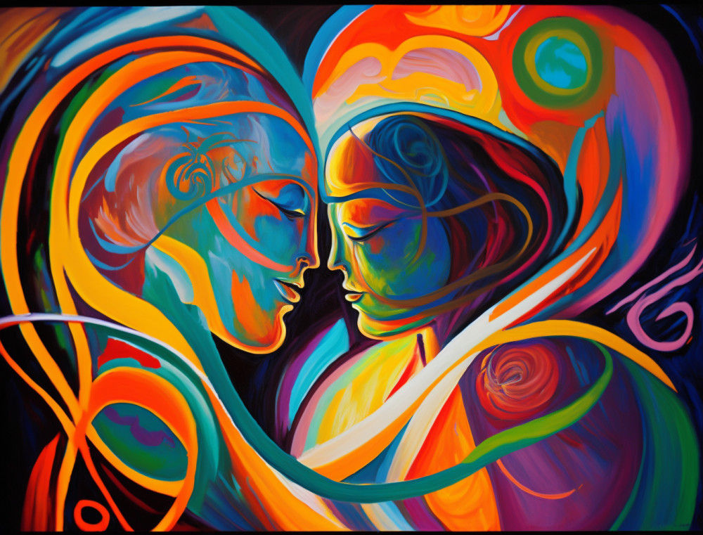 Canvas Wall Art - Canvas Wall Art: Soulmates; Two Figure Intertwined  - B1335 - [120 x 80 cm]