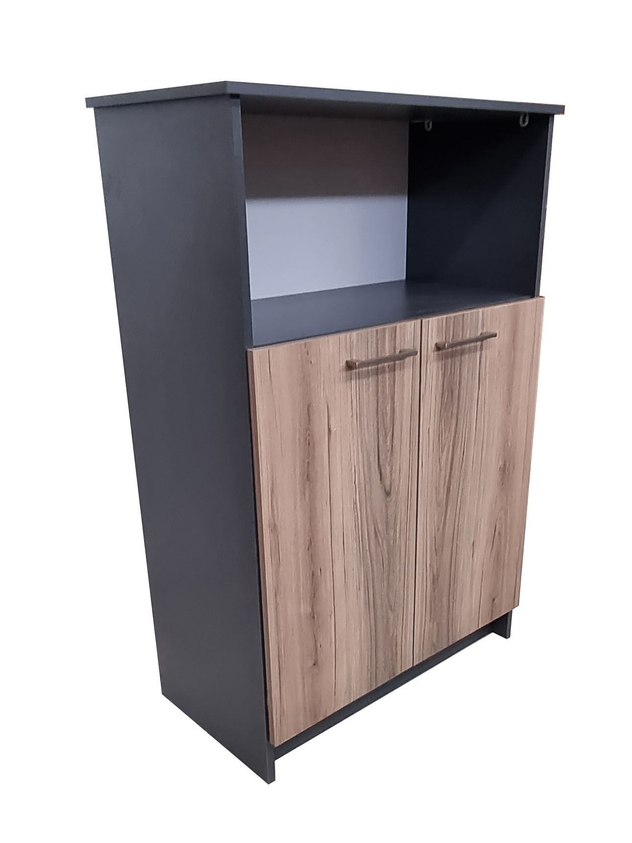 Oxford 3 Shelf,2 Door Book/Filing Cabinet 60cm - Storm Grey & Sahara
