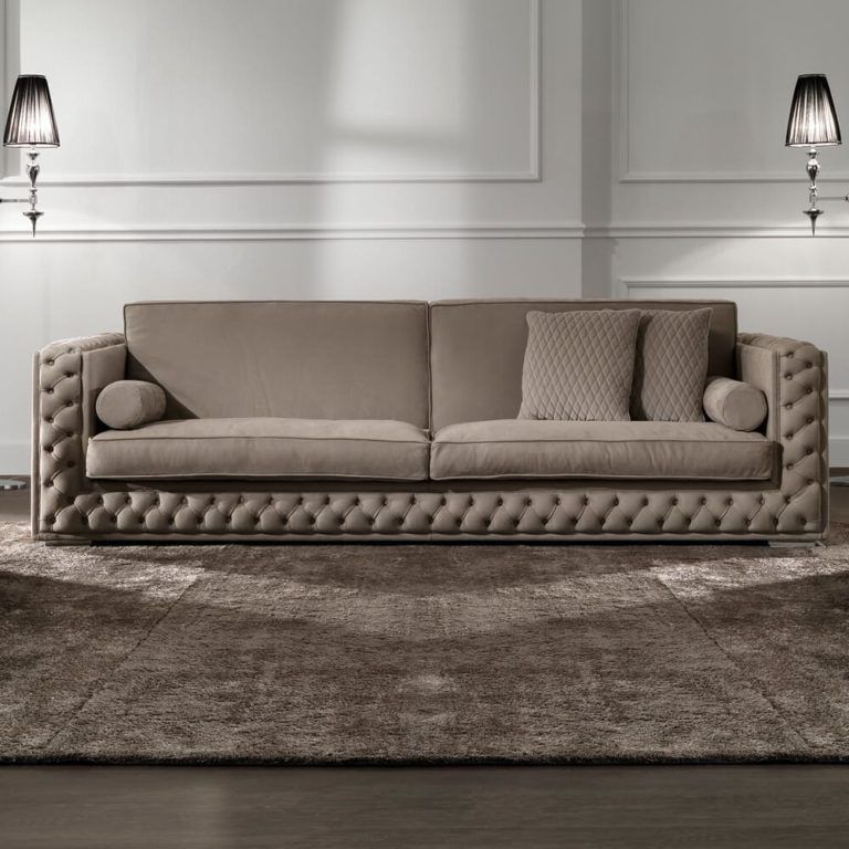 Diamond Cut Deep Button Box Velvet Sofa