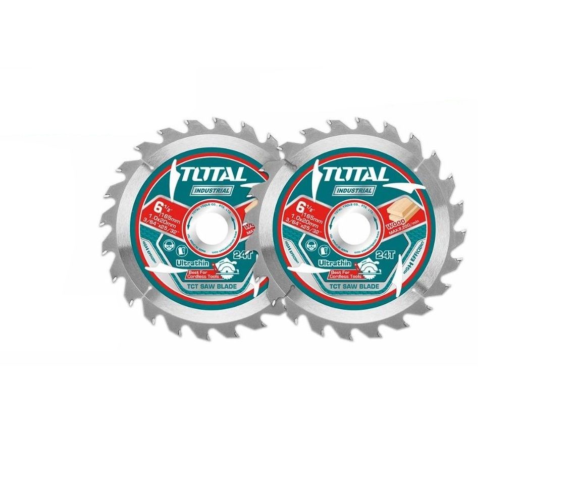 Total Ultra-Thin Tct Saw Blade 2Pc Set Size 165Mm(6-1/2") 24T- 3 Pack