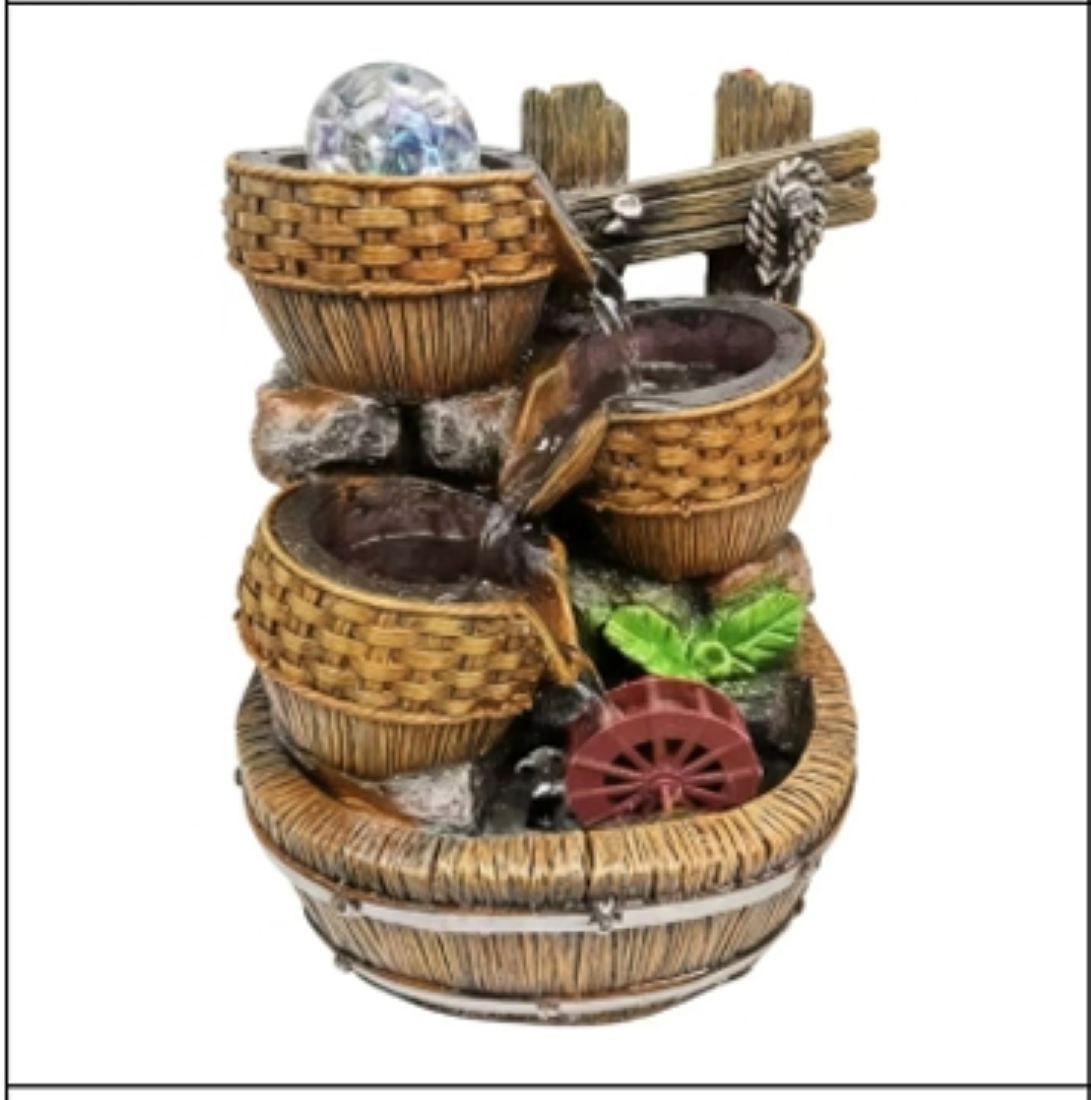 Cascading Buckets Watermill Fountain