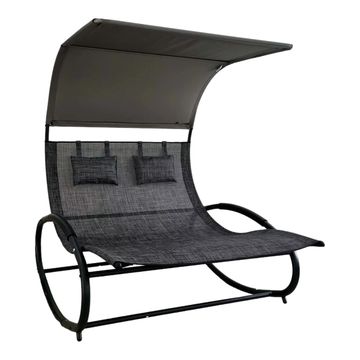 Ziyane - 3 Seater Plastic Swing Chair with Canopy-Grey