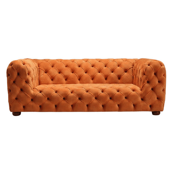 The Valencia – Burnt Orange Velvet Tufted Chesterfield 3-Seater Sofa