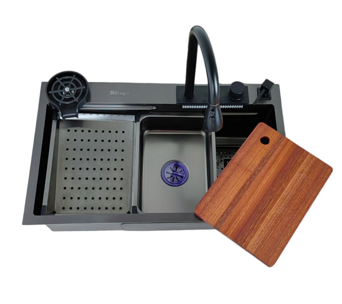 Clarina Drop In Kitchen Sink With Accessories-Black