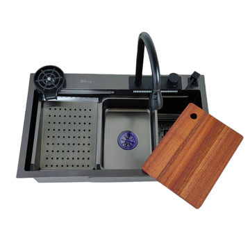 Clarina Drop In Kitchen Sink With Accessories-Black