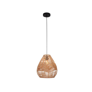 Brown Linen Rope Pendant Hanging Light — Rustic Natural Ceiling Fixture