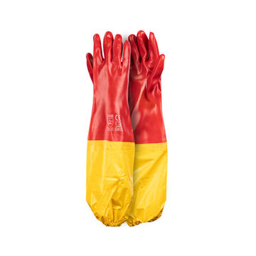 PIONEER SAFETY Pvc Coated Red Open Cuff Gloves 60cm Std Shoulder Length