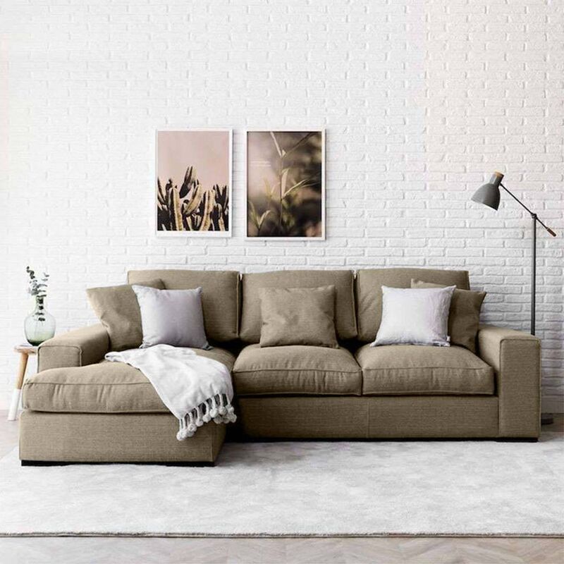 Alice L Shape Sofa -Light Brown -Velvet