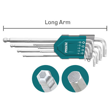 Ball Point Hex Key 9Pcs Industrial 1.5-10mm Long arm Ball Point TOTAL Tools