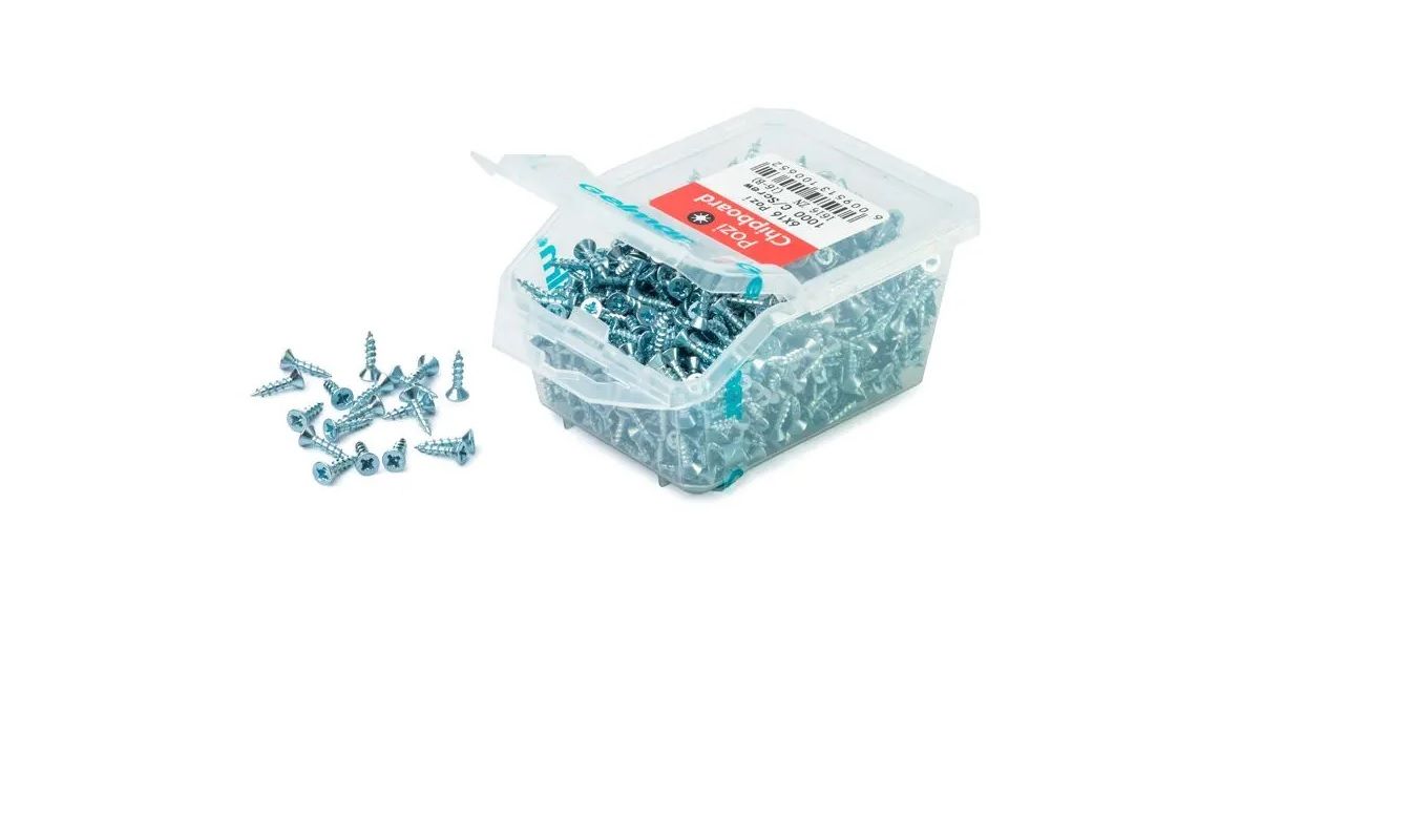 Chipboard Screws, Pozi, No.6, 3.5mm x 16mm, 1000 pieces BY WOODLY