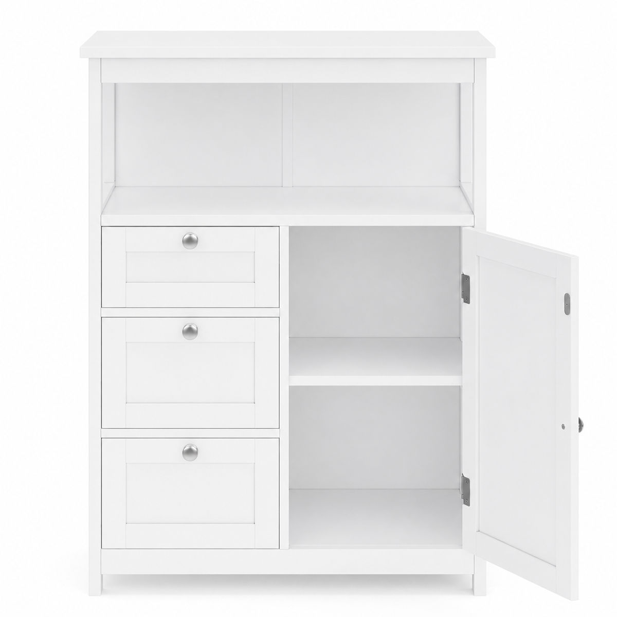 LAZAVA White Freestanding Floor Storage Cabinet - 3 Drawers & Shelf