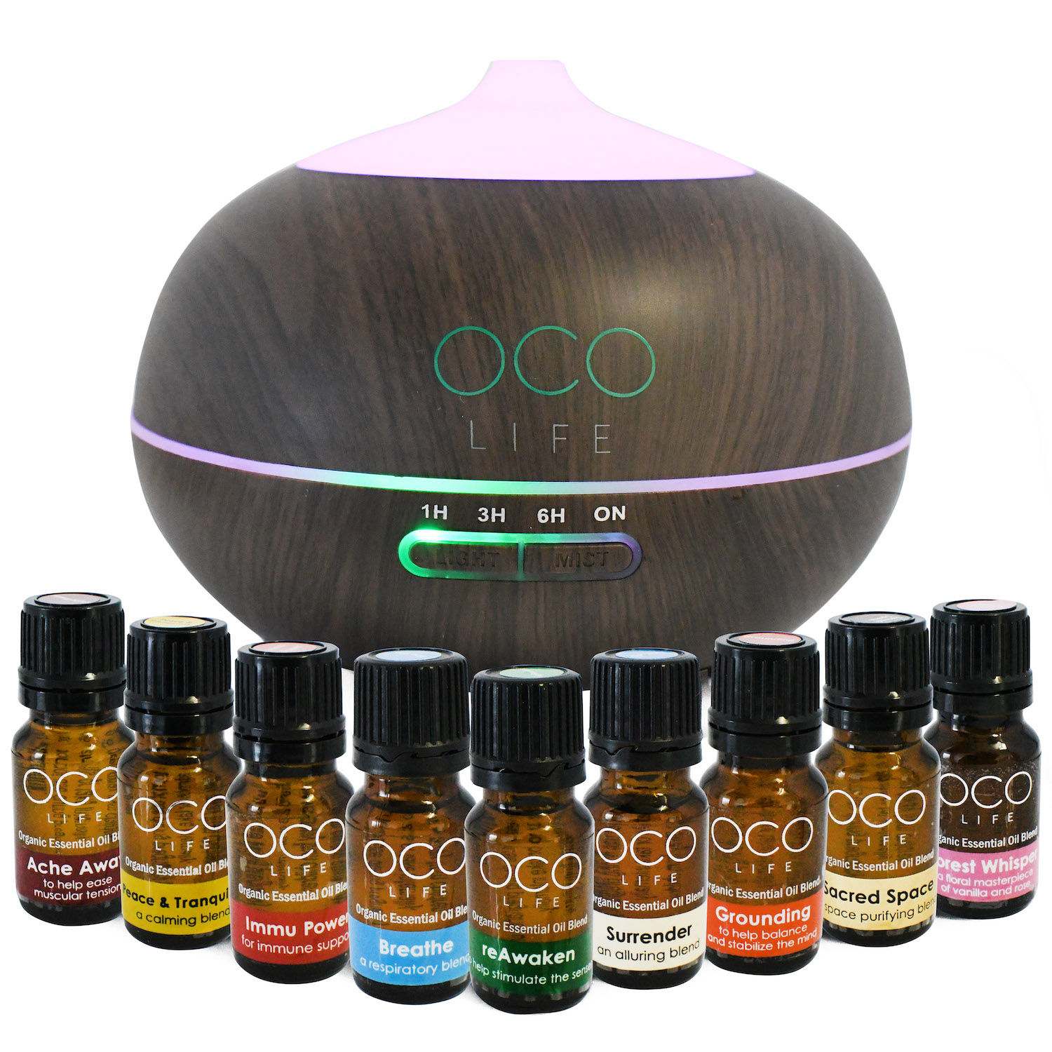 OCO Life Ultrasonic Diffuser, Humidifier & Purifier with 9 oil Blends