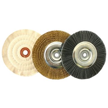 Bench Grinder Set 150Mm 3Pce 1 X Wire 1 X Buff 1 X Nylon Wheel