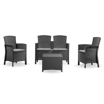 ECONOFURN Bica Lido 4 Piece Rattan Patio Set - Graphite