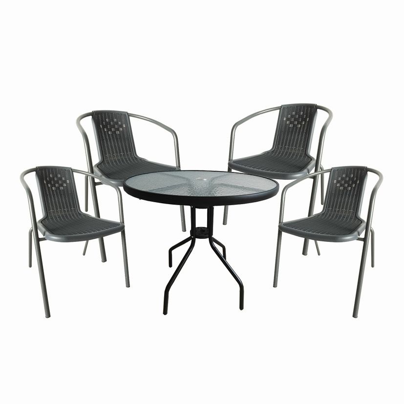 Seagull 5 Piece 80cm Glass Table and Bistro Chair Patio Set