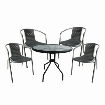 Seagull 5 Piece 80cm Glass Table and Bistro Chair Patio Set