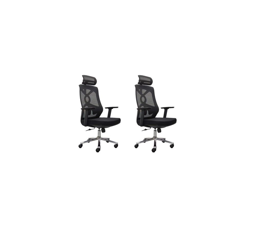 Set Of 2 Adjustable Reception Chair With Headrest, Armrest And Wheels