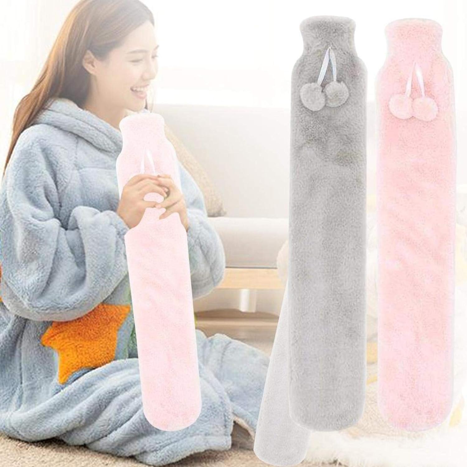 Long Snuggle Hot Water Bottle-Blue