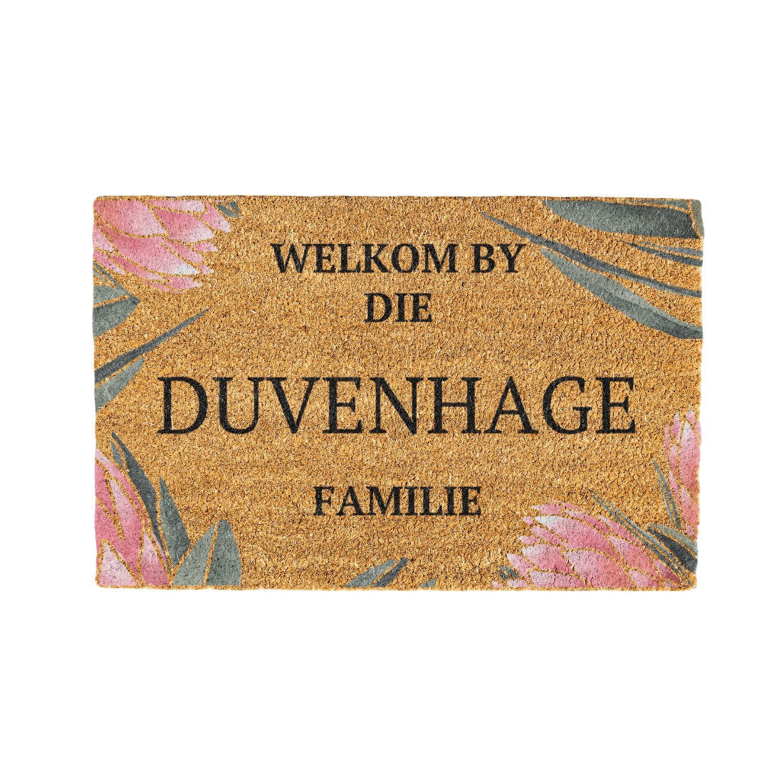 Duvenhage Familie Naam Coir Doormat Design 700 x 400 mm