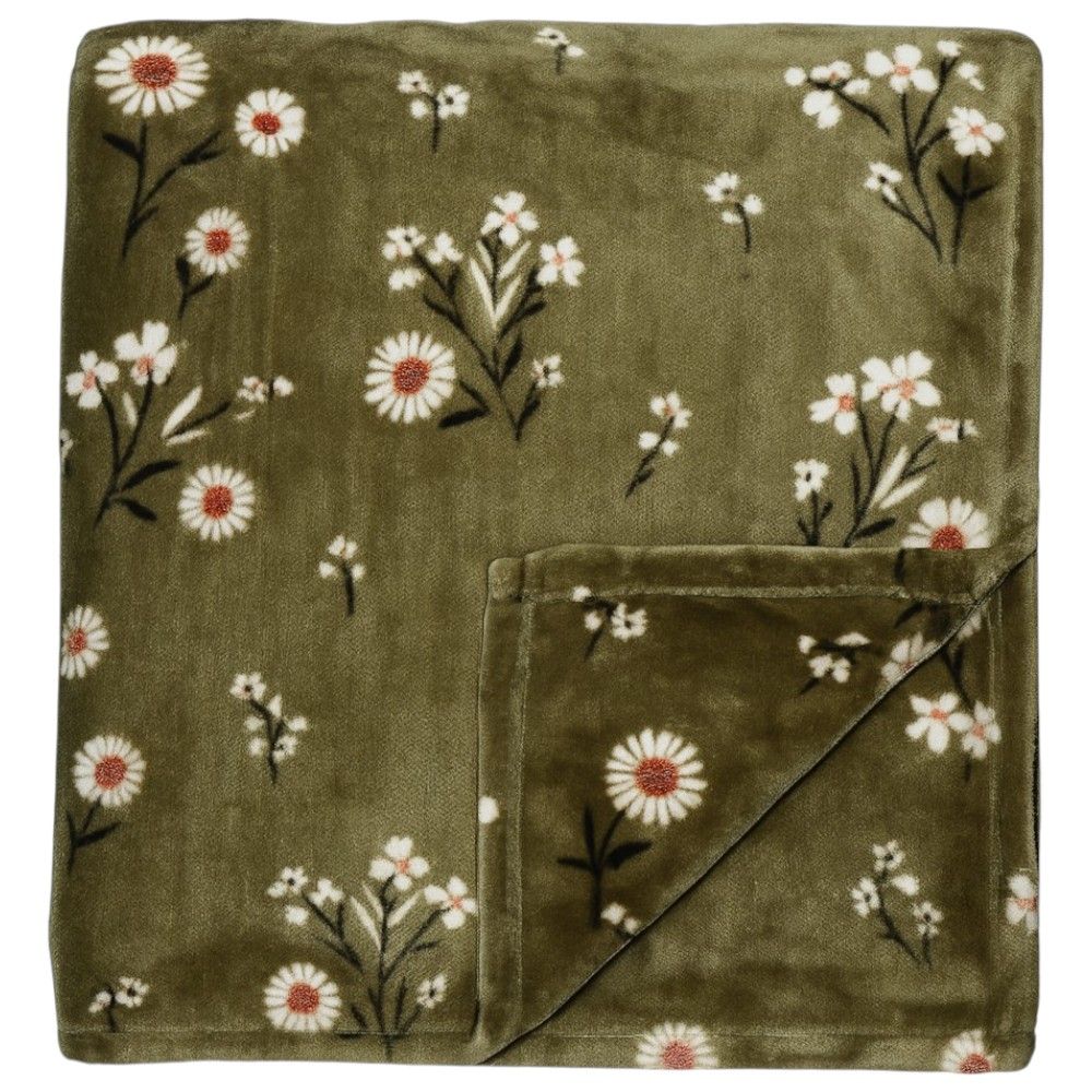 Queen Plush Blanket 229cm - Green Floral