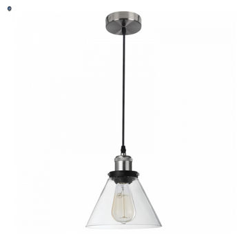 Satin Chrome Pendant with Clear Glass