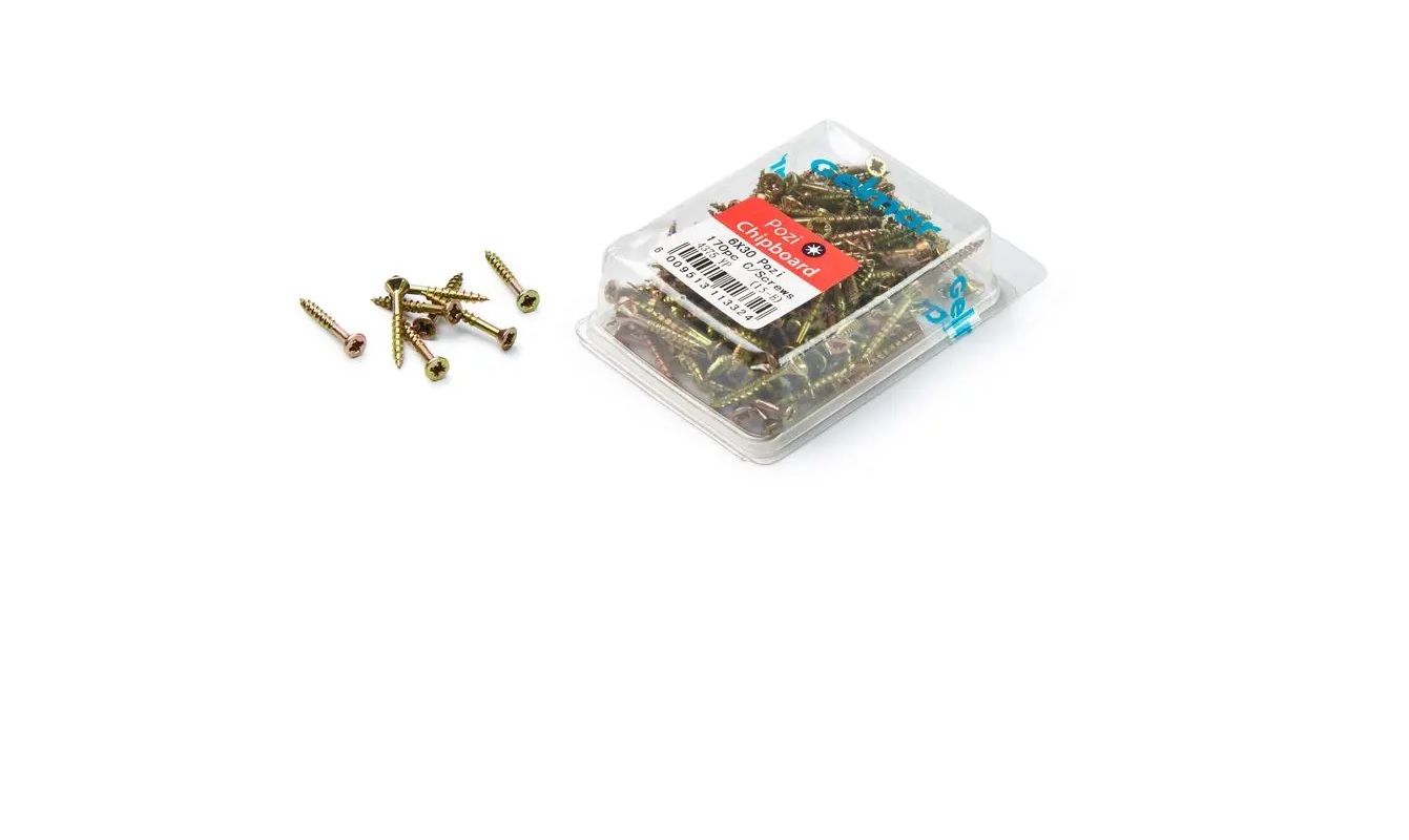 Chipboard Screws, Pozi, No.6, 3.5mm x 30mm, 170 Pieces (4 pack) BY WOODLY
