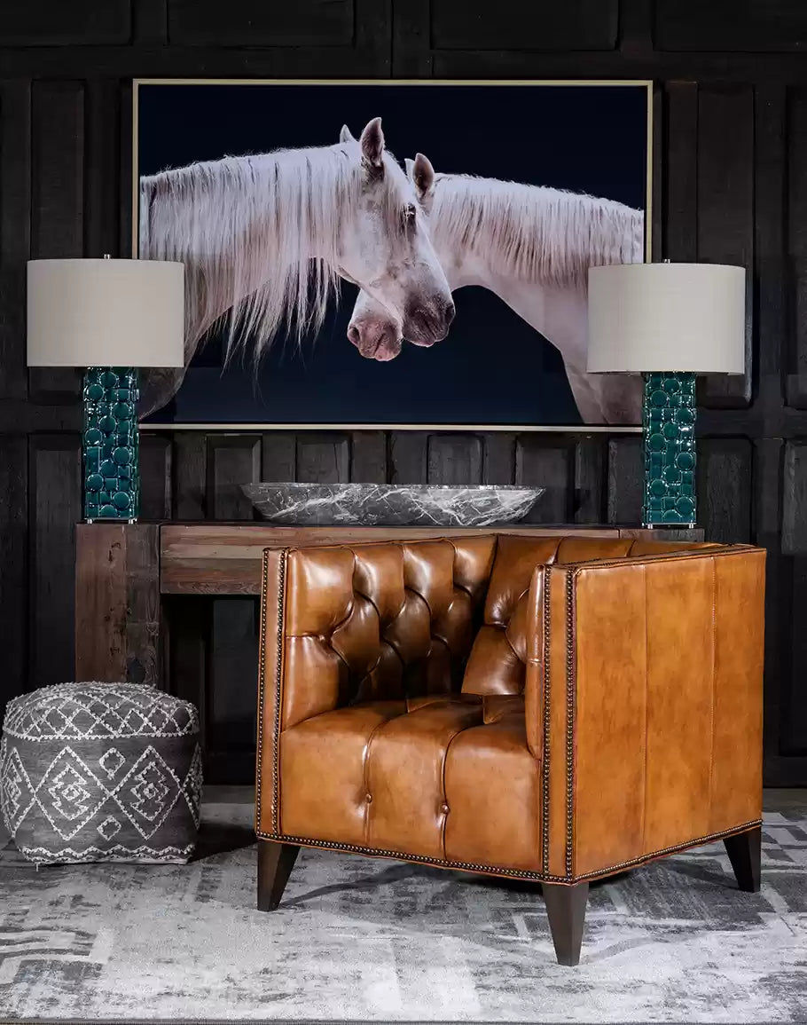 Briaton Vintage Top Leather Tufted Chair