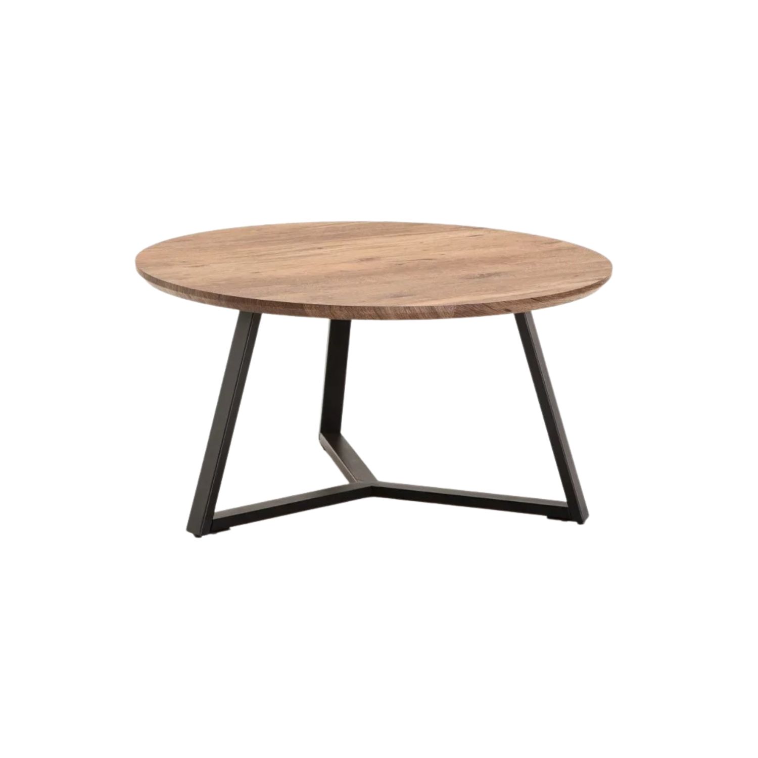 80cm Round Modern Coffee Table - Walnut