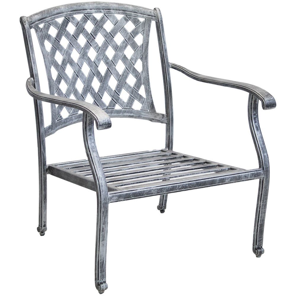 Aluminium Lounge Set 5-Piece 5-Seater (Silver, Charcoal Cushions)