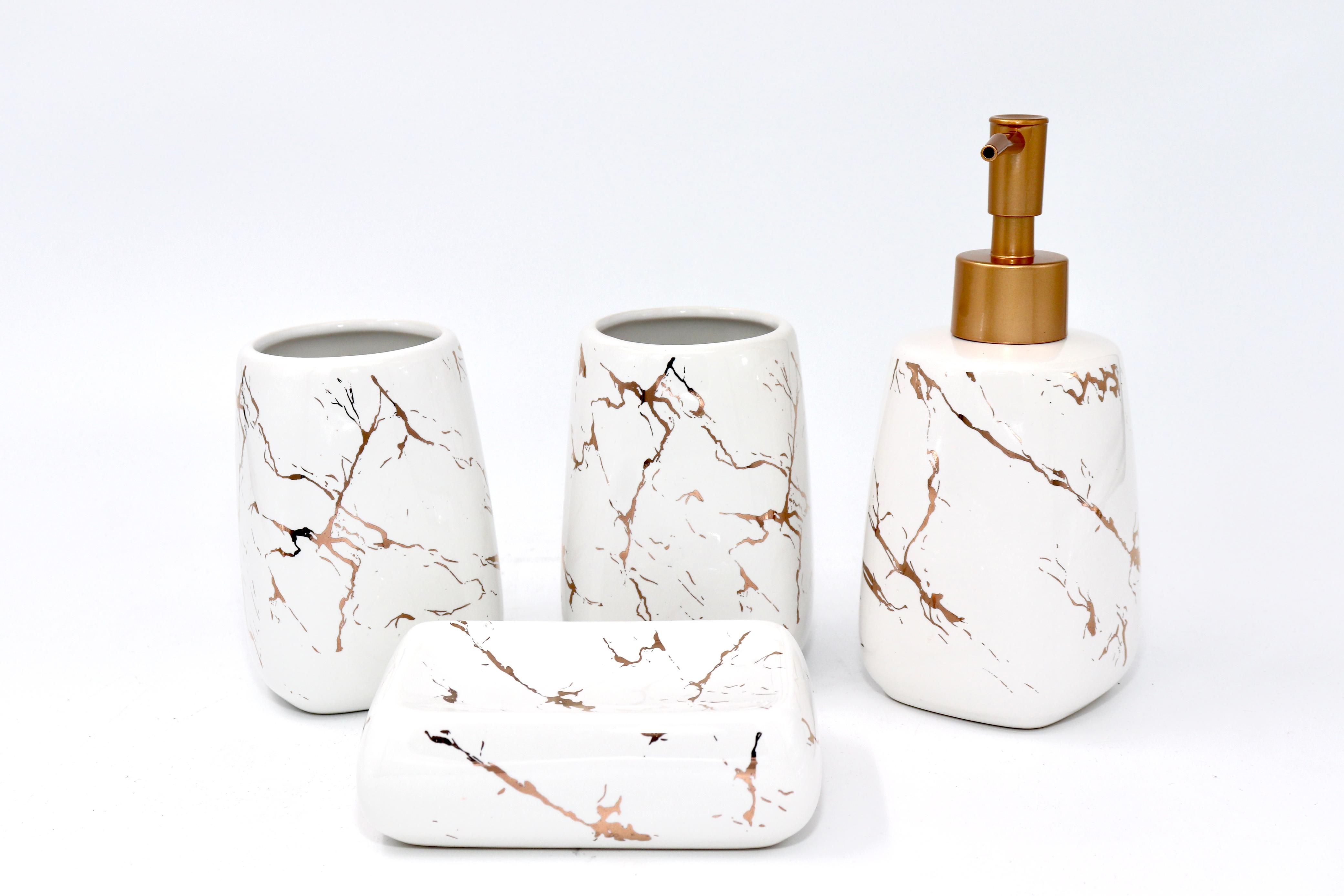4 Piece white Marble Bathroom Set